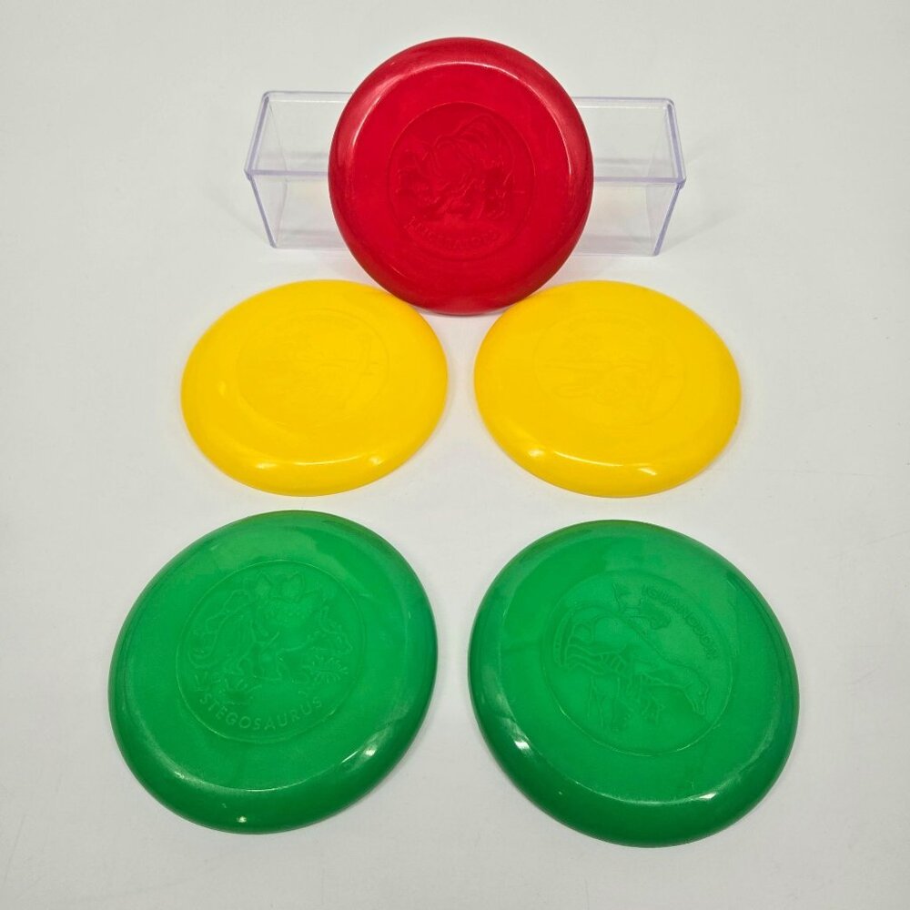Vintage Boyko Multicolor Small Dinosaur Frisbee Lot of 5 Triceratops Stegosaurus